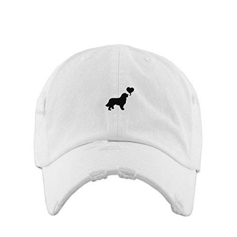 Dog with Heart Vintage Baseball Cap Embroidered Cotton Adjustable Distressed Dad Hat