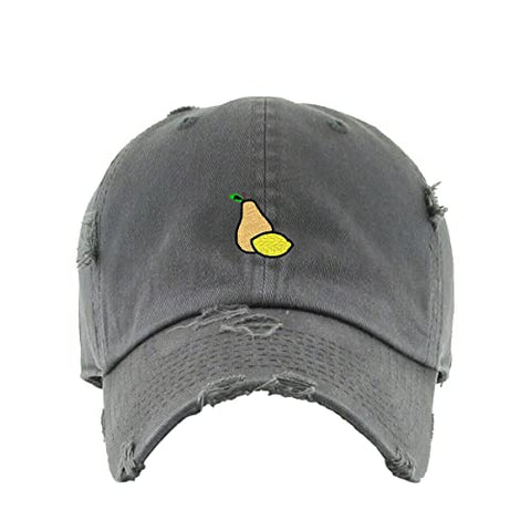 Pear Lemon Vintage Baseball Cap Embroidered Cotton Adjustable Distressed Dad Hat