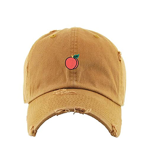 Peach Vintage Baseball Cap Embroidered Cotton Adjustable Distressed Dad Hat