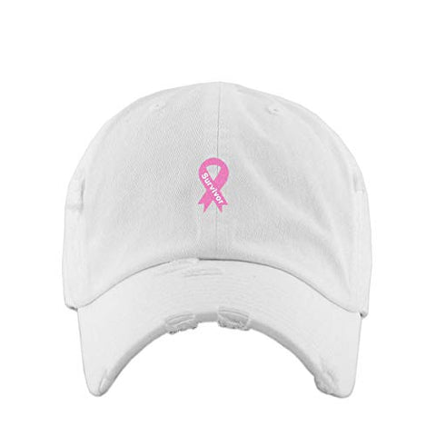 Survivor Pink Ribbon Vintage Baseball Cap Embroidered Cotton Adjustable Distressed Dad Hat