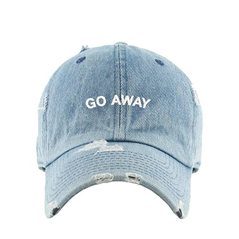 Go Away Vintage Baseball Cap Embroidered Cotton Adjustable Distressed Dad Hat