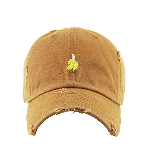 Peeled Banana Vintage Baseball Cap Embroidered Cotton Adjustable Distressed Dad Hat