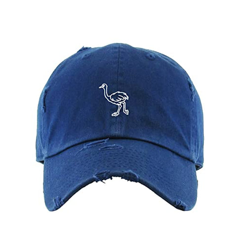 Ostrich Vintage Baseball Cap Embroidered Cotton Adjustable Distressed Dad Hat