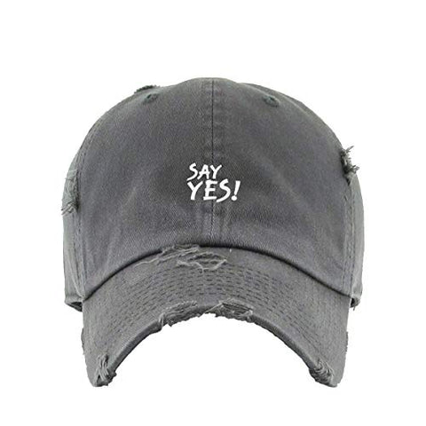 Say Yes Vintage Baseball Cap Embroidered Cotton Adjustable Distressed Dad Hat