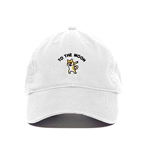 Dogecoin to The Moon Baseball Cap Embroidered Cotton Adjustable Dad Hat