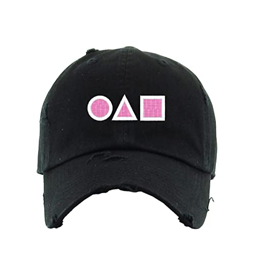 OJM Korean Letters Vintage Baseball Cap Embroidered Cotton Adjustable Distressed Dad Hat