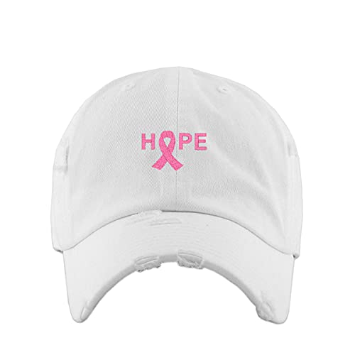 Hope with Ribbon Vintage Baseball Cap Embroidered Cotton Adjustable Distressed Dad Hat