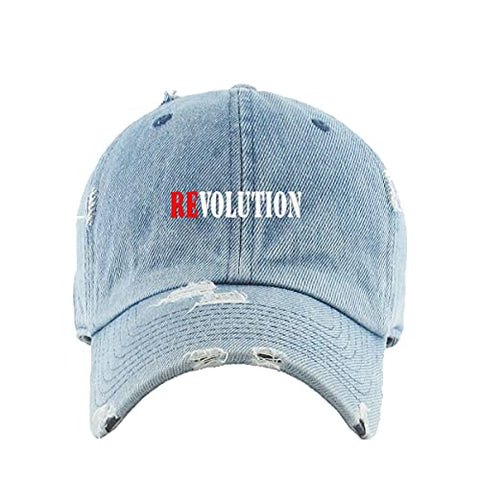 Revolution Vintage Baseball Cap Embroidered Cotton Adjustable Distressed Dad Hat