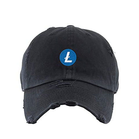 Litecoin Vintage Baseball Cap Embroidered Cotton Adjustable Distressed Dad Hat