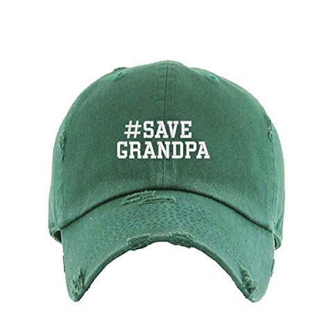 Save Grandpa Vintage Baseball Cap Embroidered Cotton Adjustable Distressed Dad Hat