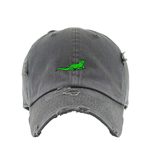 Iguana Vintage Baseball Cap Embroidered Cotton Adjustable Distressed Dad Hat