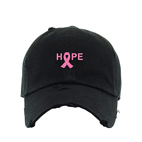 Hope with Ribbon Vintage Baseball Cap Embroidered Cotton Adjustable Distressed Dad Hat