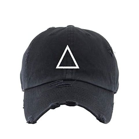 Triangle Korean Letter J Vintage Baseball Cap Embroidered Cotton Adjustable Distressed Dad Hat