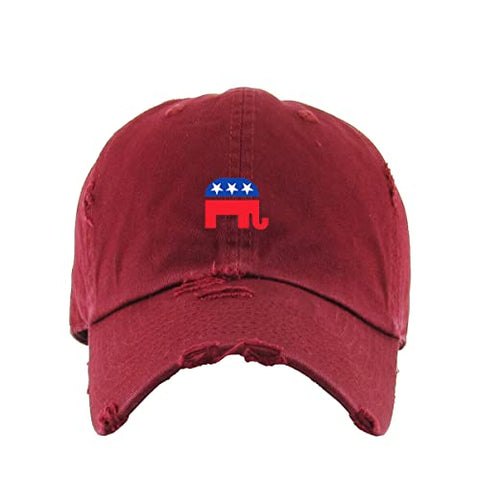 Republican Elephant Vintage Baseball Cap Embroidered Cotton Adjustable Distressed Dad Hat