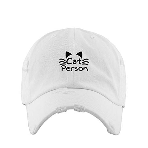 Cat Person Vintage Baseball Cap Embroidered Cotton Adjustable Distressed Dad Hat