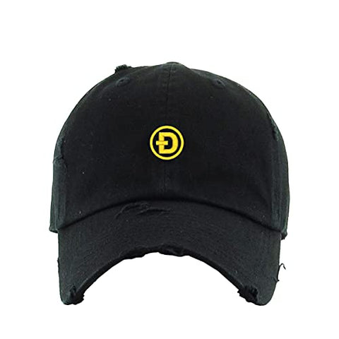 Dogecoin D Vintage Baseball Cap Embroidered Cotton Adjustable Distressed Dad Hat