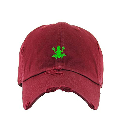 Bullfrog Vintage Baseball Cap Embroidered Cotton Adjustable Distressed Dad Hat