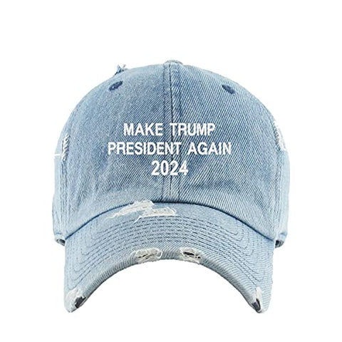 Make Trump President Again 2024 Vintage Baseball Cap Embroidered Cotton Adjustable Distressed Dad Hat