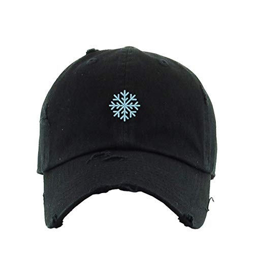 Snowflake Vintage Baseball Cap Embroidered Cotton Adjustable Distressed Dad Hat