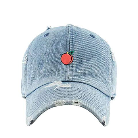 Peach Vintage Baseball Cap Embroidered Cotton Adjustable Distressed Dad Hat