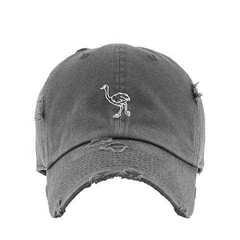 Ostrich Vintage Baseball Cap Embroidered Cotton Adjustable Distressed Dad Hat