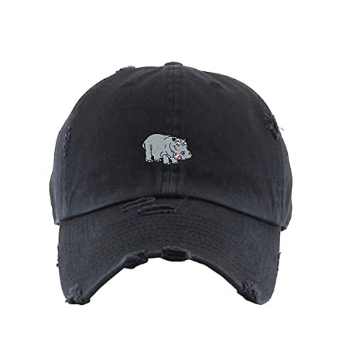 Hippopotamus Vintage Baseball Cap Embroidered Cotton Adjustable Distressed Dad Hat