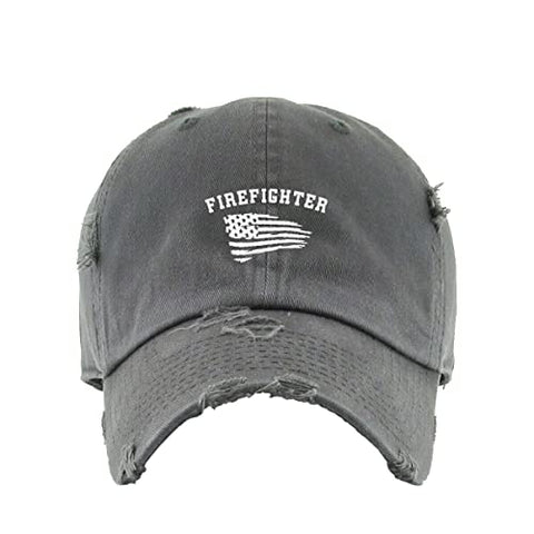 Fire Fighter Vintage Baseball Cap Embroidered Cotton Adjustable Distressed Dad Hat