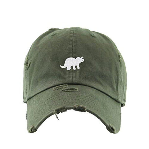 Triceratops Dinosaur Vintage Baseball Cap Embroidered Cotton Adjustable Distressed Dad Hat