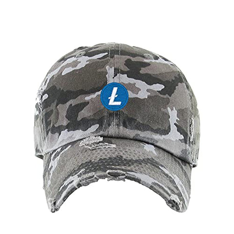 Litecoin Vintage Baseball Cap Embroidered Cotton Adjustable Distressed Dad Hat