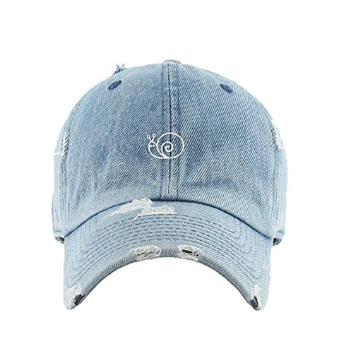 Snail Vintage Baseball Cap Embroidered Cotton Adjustable Distressed Dad Hat