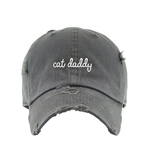 Cat Daddy Vintage Baseball Cap Embroidered Cotton Adjustable Distressed Dad Hat