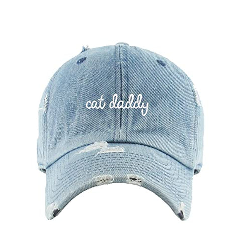 Cat Daddy Vintage Baseball Cap Embroidered Cotton Adjustable Distressed Dad Hat