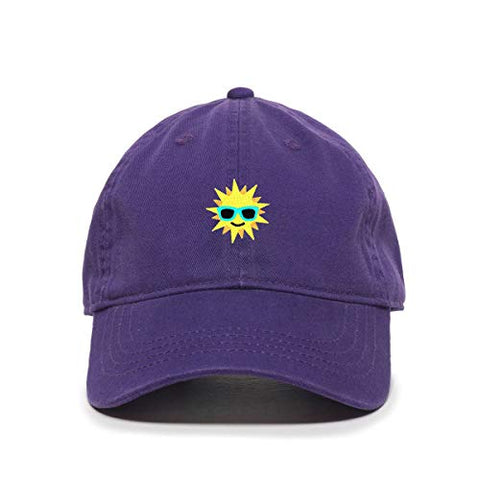 Sun with Sunglasses Baseball Cap Embroidered Cotton Adjustable Dad Hat