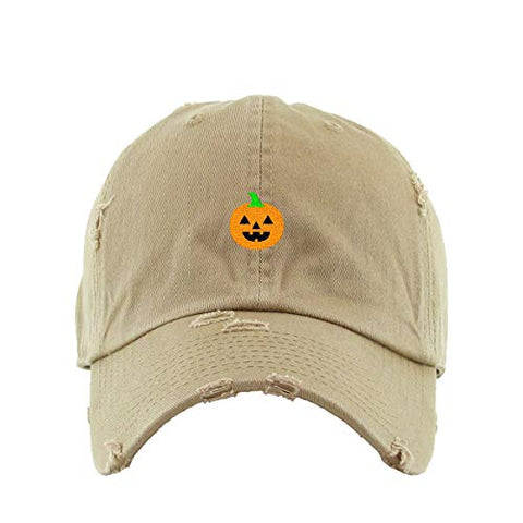 Halloween Pumpkin Vintage Baseball Cap Embroidered Cotton Adjustable Distressed Dad Hat