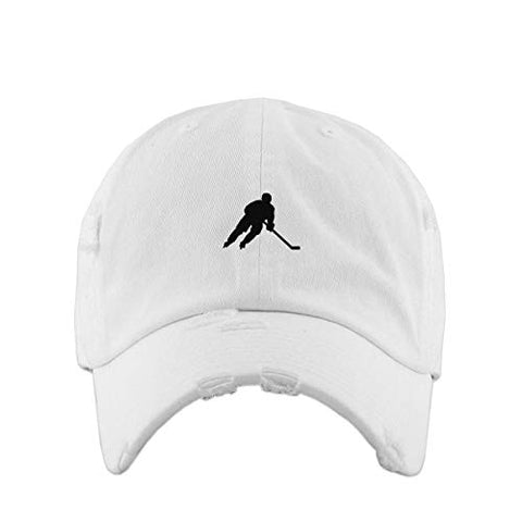 Hockey Player Vintage Baseball Cap Embroidered Cotton Adjustable Distressed Dad Hat