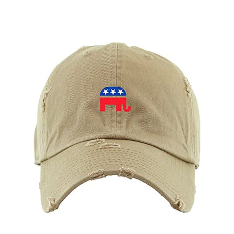 Republican Elephant Vintage Baseball Cap Embroidered Cotton Adjustable Distressed Dad Hat