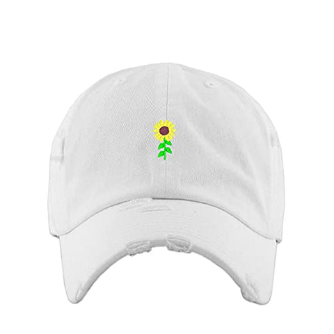 Sunflower Vintage Baseball Cap Embroidered Cotton Adjustable Distressed Dad Hat