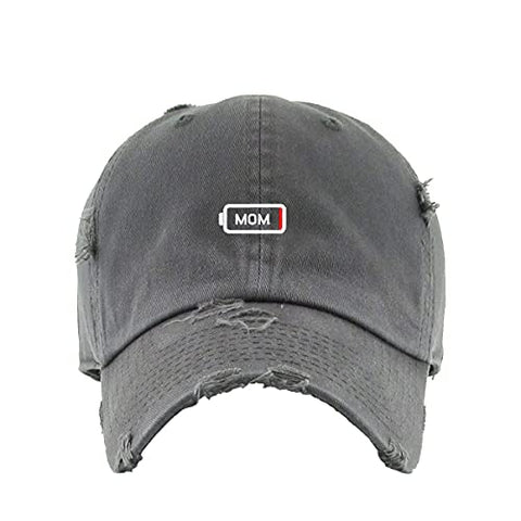 Mom Battery Dying Vintage Baseball Cap Embroidered Cotton Adjustable Distressed Dad Hat