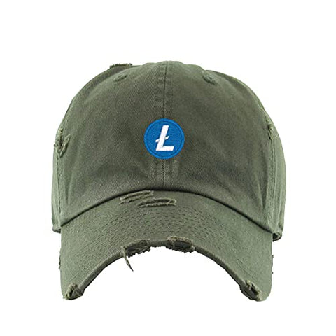 Litecoin Vintage Baseball Cap Embroidered Cotton Adjustable Distressed Dad Hat