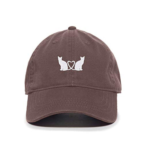 Cats with Heart Baseball Cap Embroidered Cotton Adjustable Dad Hat