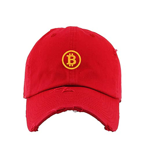 Bitcoin B Vintage Baseball Cap Embroidered Cotton Adjustable Distressed Dad Hat