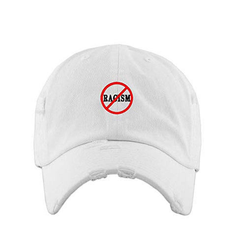 No Racism Vintage Baseball Cap Embroidered Cotton Adjustable Distressed Dad Hat