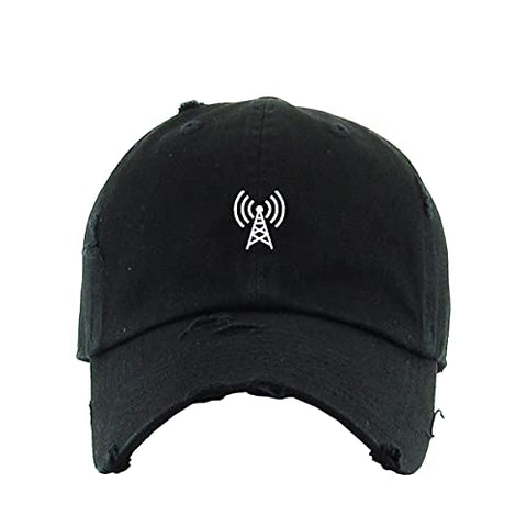 Radio Tower Vintage Baseball Cap Embroidered Cotton Adjustable Distressed Dad Hat