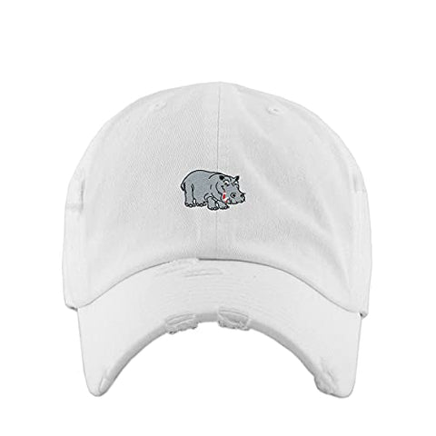 Hippopotamus Vintage Baseball Cap Embroidered Cotton Adjustable Distressed Dad Hat