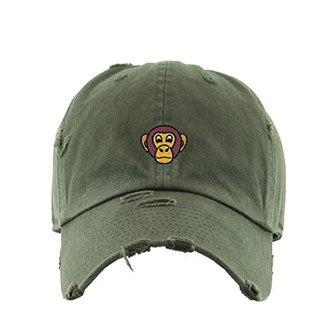 Chimpanzee Head Vintage Baseball Cap Embroidered Cotton Adjustable Distressed Dad Hat