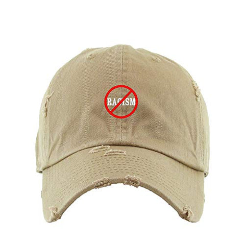 No Racism Vintage Baseball Cap Embroidered Cotton Adjustable Distressed Dad Hat
