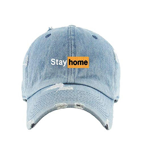 Stay Home Vintage Baseball Cap Embroidered Cotton Adjustable Distressed Dad Hat