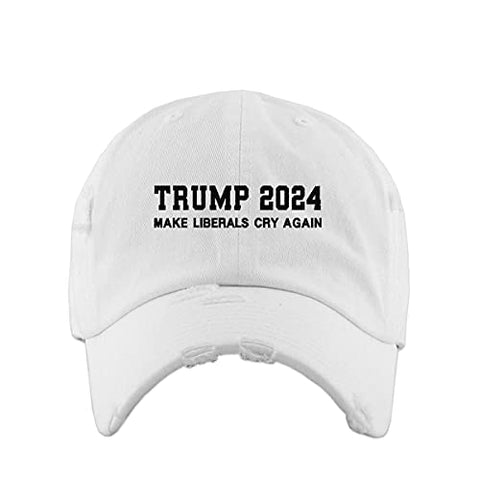 Trump Make Liberals Cry Again Vintage Baseball Cap Embroidered Cotton Adjustable Distressed Dad Hat