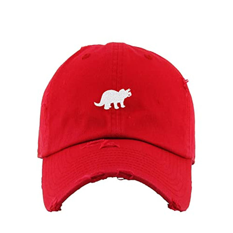 Triceratops Dinosaur Vintage Baseball Cap Embroidered Cotton Adjustable Distressed Dad Hat