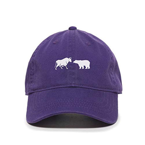 Bull and Bear Market Baseball Cap Embroidered Cotton Adjustable Dad Hat